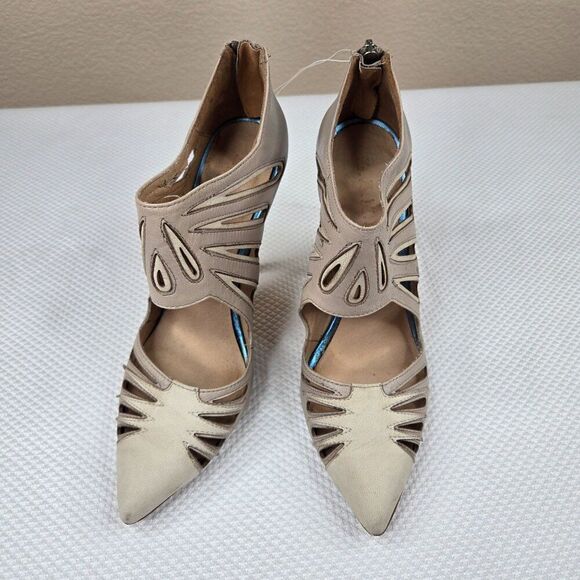 LAMB Gwen Stefani Stiletto Heels Cutouts Womens Size 8 Taupe Beige - Picture 7 of 12